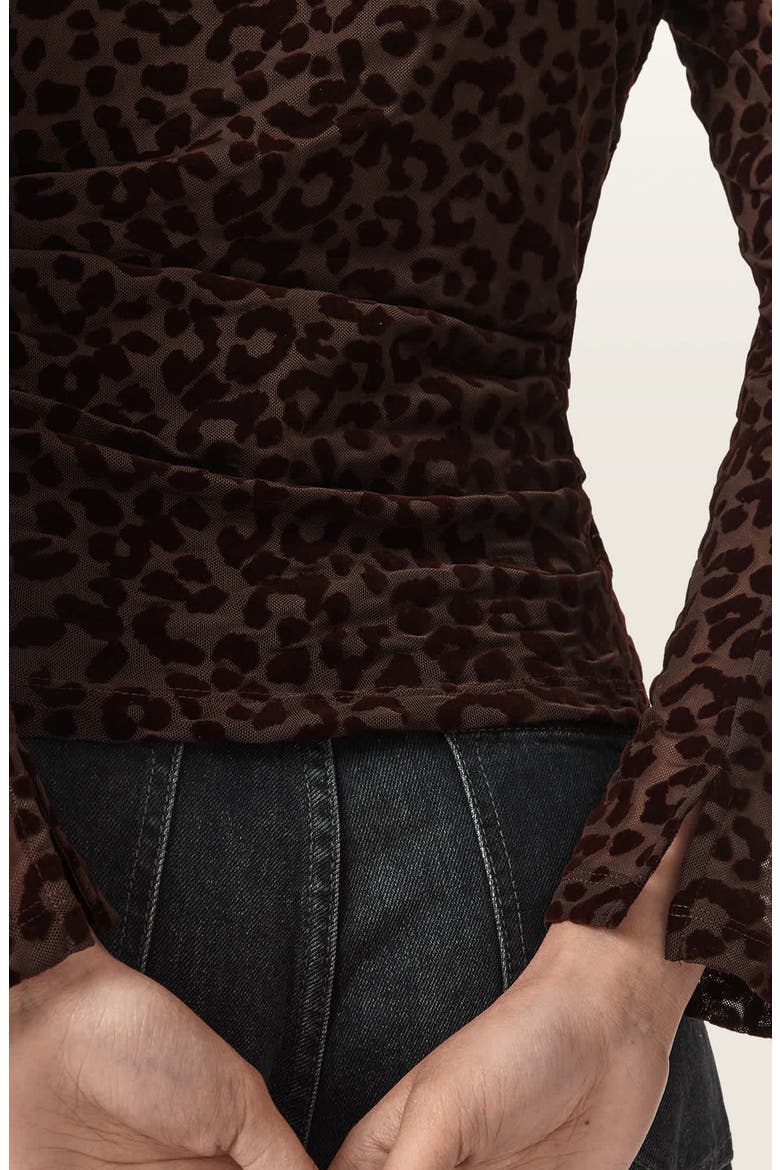 Mimi Off the Shoulder Leopard Print Top, Alternate, color, BROWN