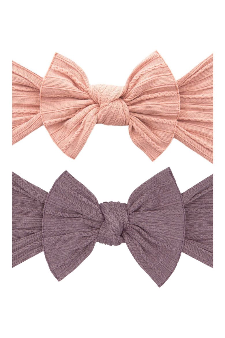 Assorted 2-Pack Sweater Bow Headbands, Main, color, ROSE GOLD LILAC