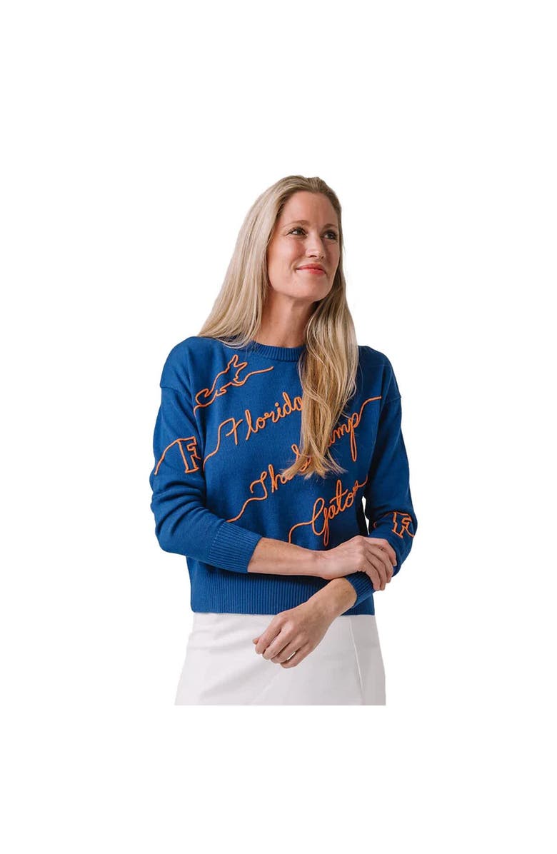 KADYLUXE Women's Royal Florida Gators Love Note Embroidered Pullover Sweater, Alternate, color, Royal
