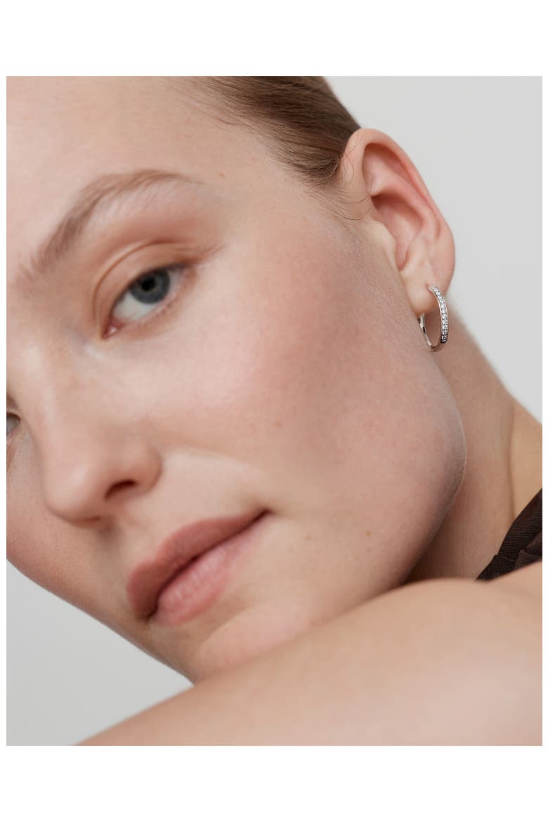 Essential Lab Grown Diamond Hoop Earrings, Alternate, color, STERLING SILVER / DIAMOND