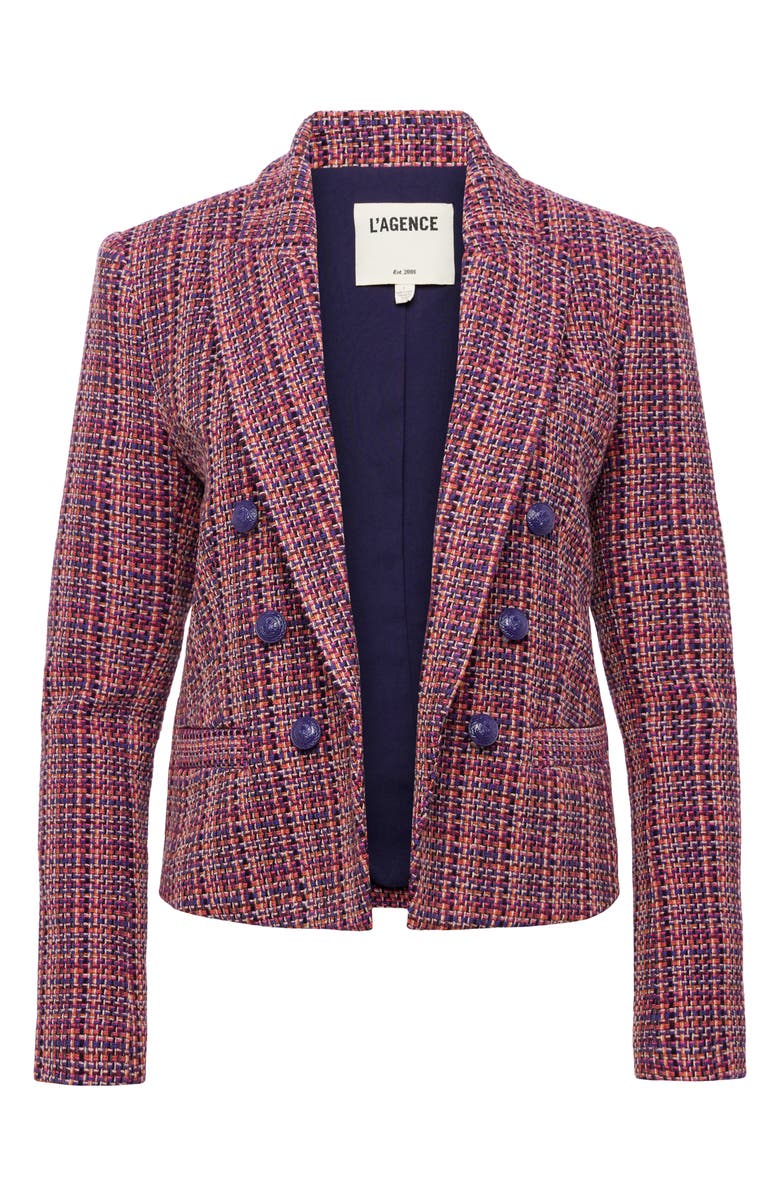L'AGENCE Brooke Double Breasted Tweed Crop Blazer, Alternate, color,
