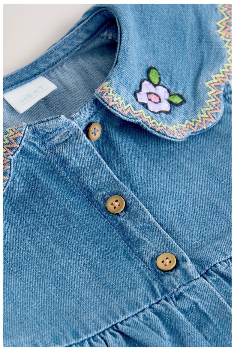 Embroidered Denim Dress, Alternate, color, BLUE
