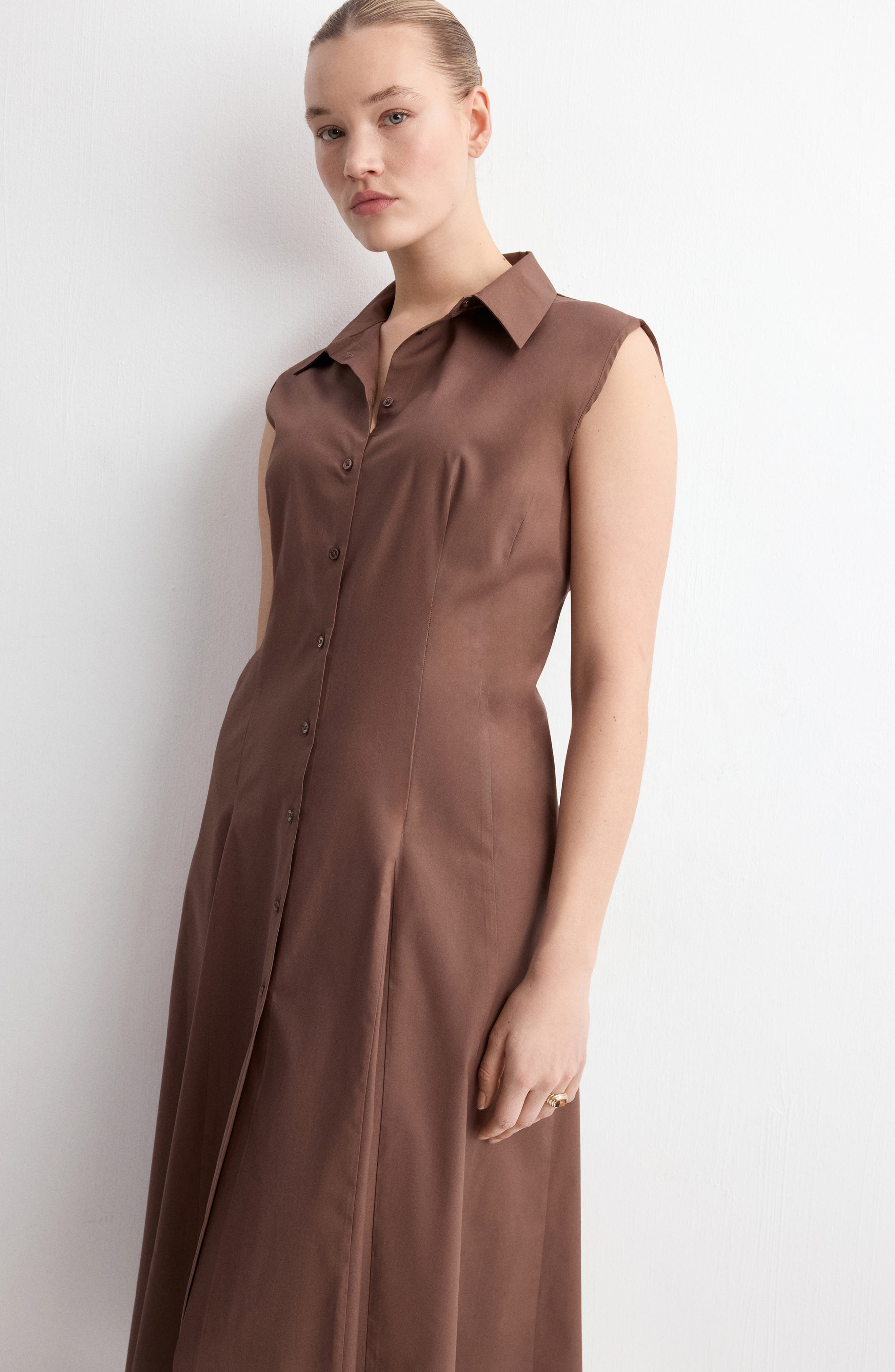 Sleeveless Cotton & Lyocell Shirtdress - image 2