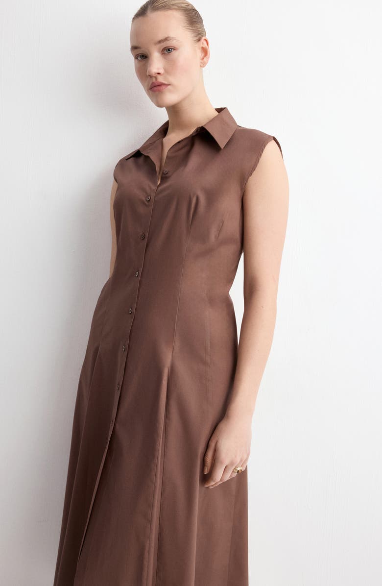 MANGO Sleeveless Cotton & Lyocell Shirtdress, Alternate, color, 