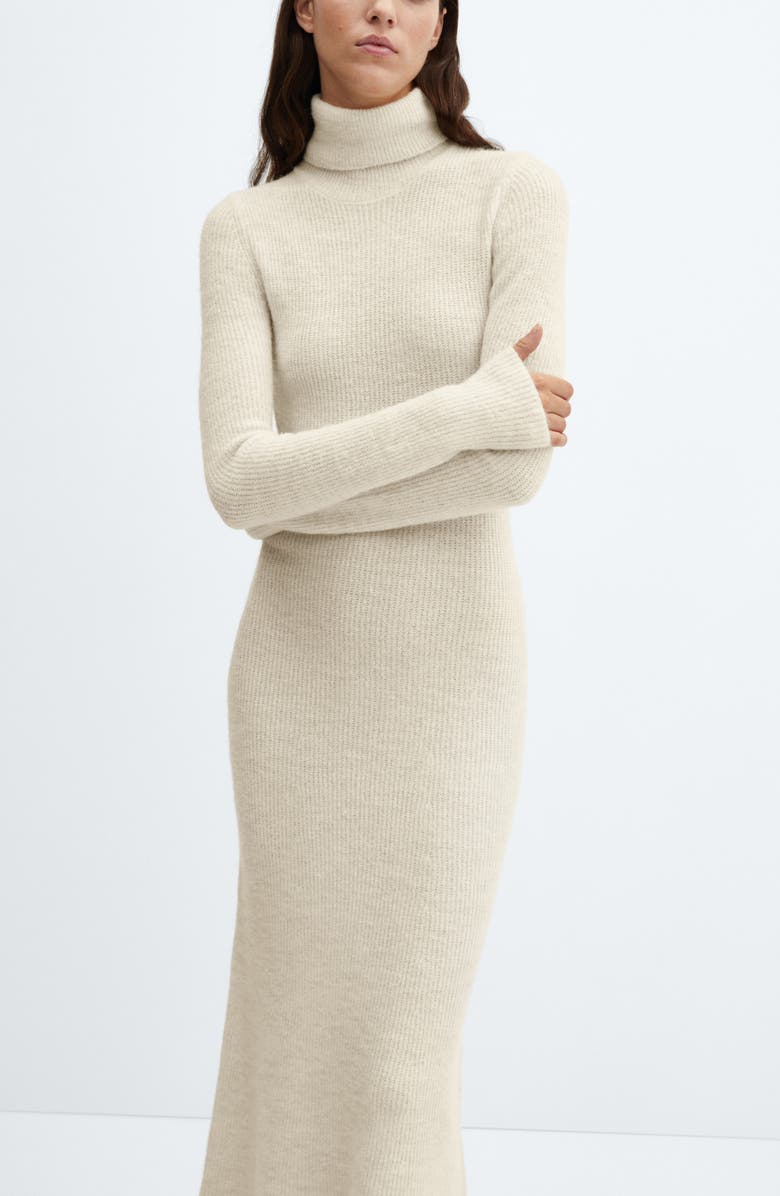 MANGO Turtleneck Long Sleeve Sweater Dress, Alternate, color, 