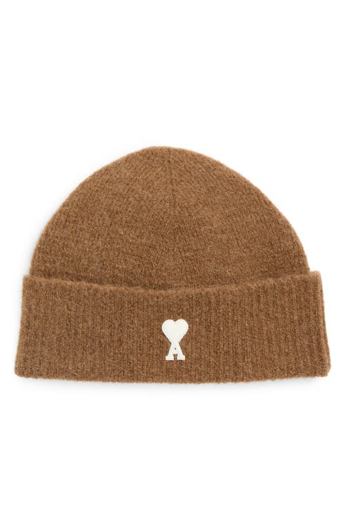 Ami Alexandre Mattiussi Brown Alpaca Striped Ami De Coeur Beanie Brown In Brown