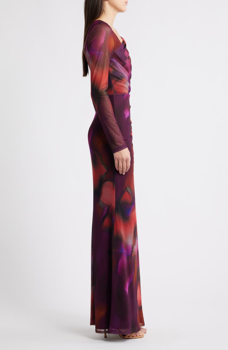 Black Halo Lazul Long Sleeve Maxi Dress, Alternate, color, Abstract Pasque Blossom