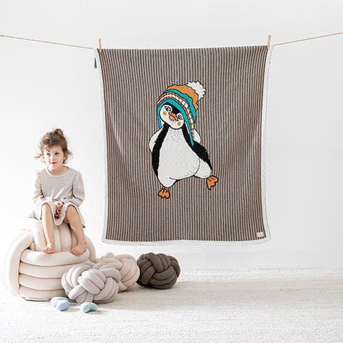Pink Lemonade Dancing Penguin Baby Blanket In Multi