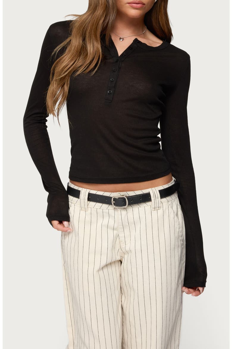Nettie Rib Henley Top, Main, color, BLACK
