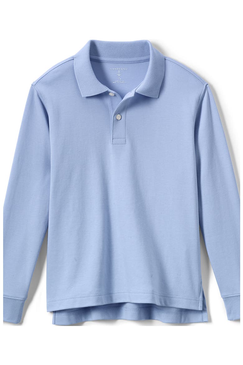 School Uniform Kids Long Sleeve Interlock Polo Shirt, Alternate, color, Blue