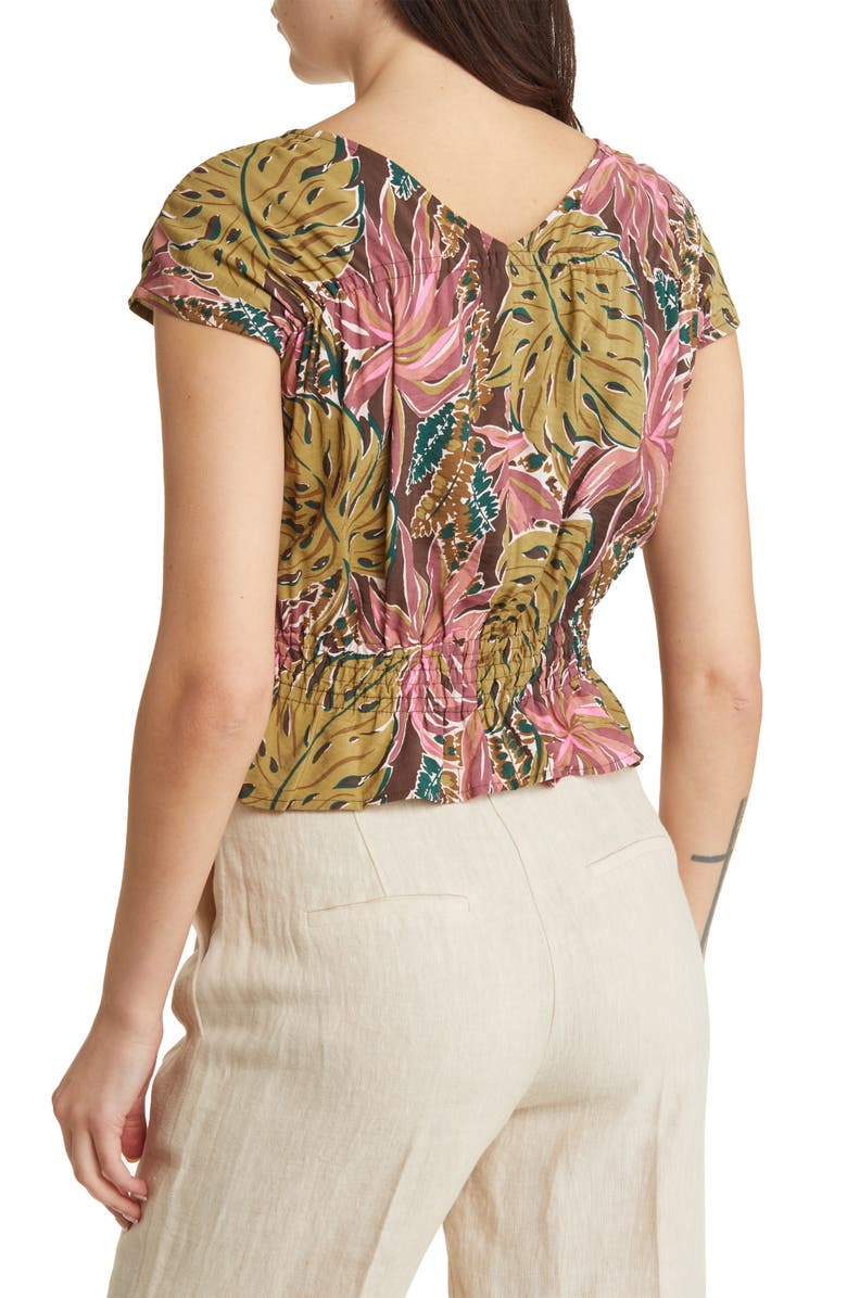 Madewell Cap Sleeve Shirred Top, Alternate, color, 