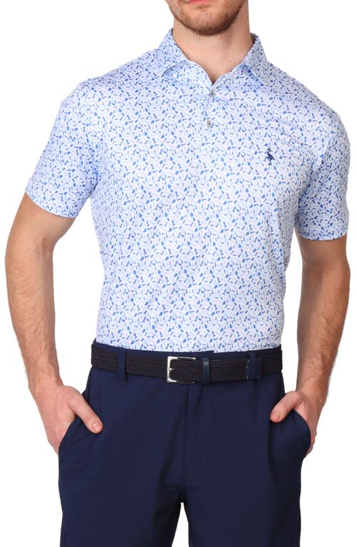 Tailorbyrd Chess Print Performance Polo In Blue