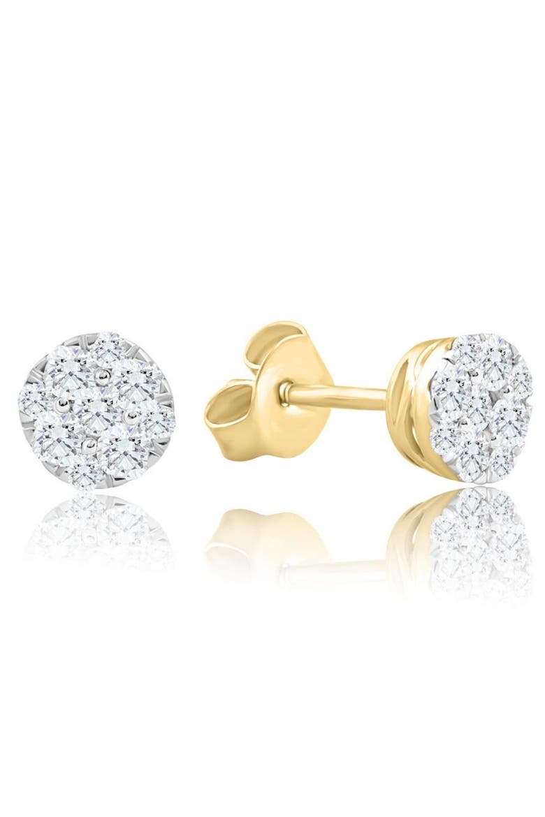 1/2Ct TW Round Cut Diamond Pave Studs Lab Grown 10k Gold Earrings, Alternate, color, 10k Yellow Gold