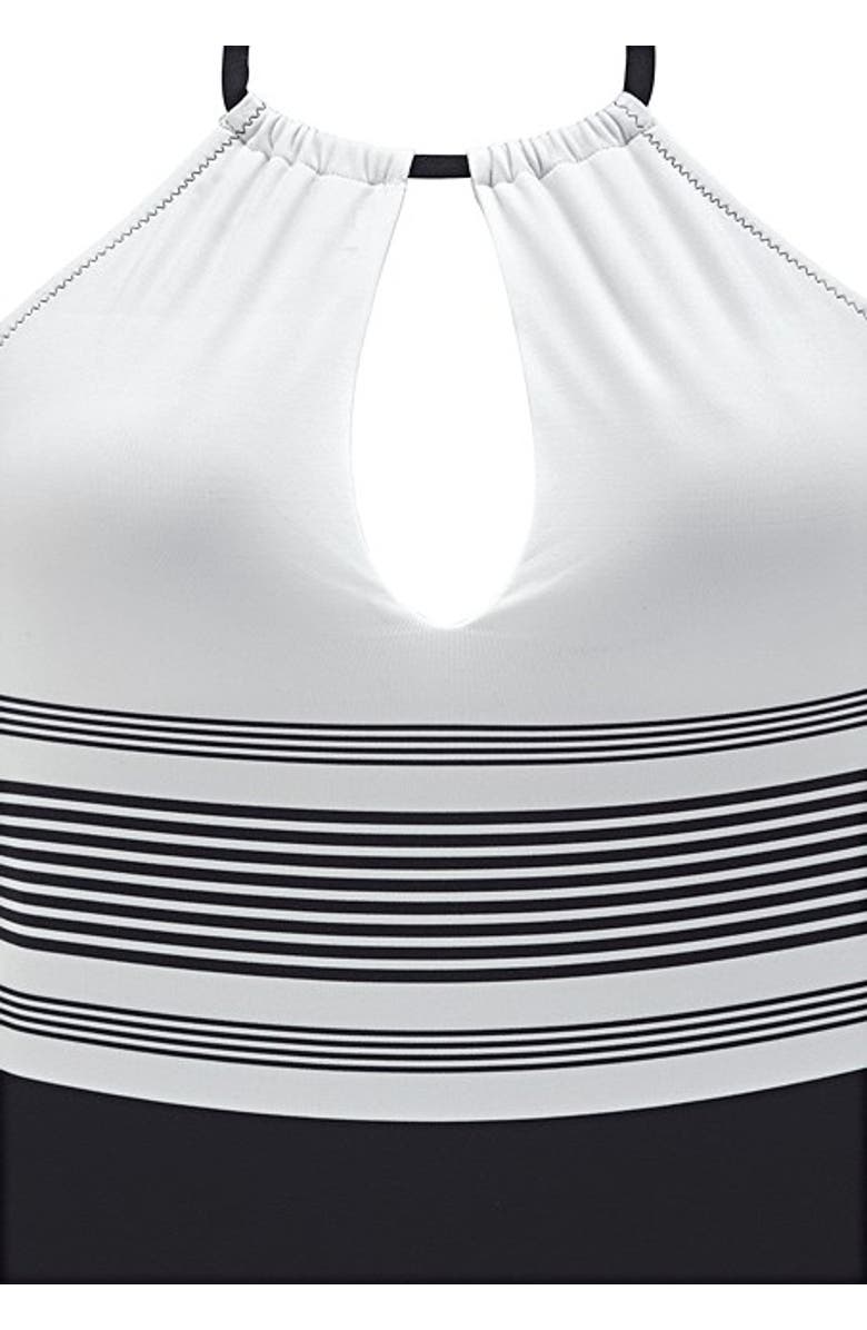 LASCANA Black & White Striped One Piece, Alternate, color, Black & White