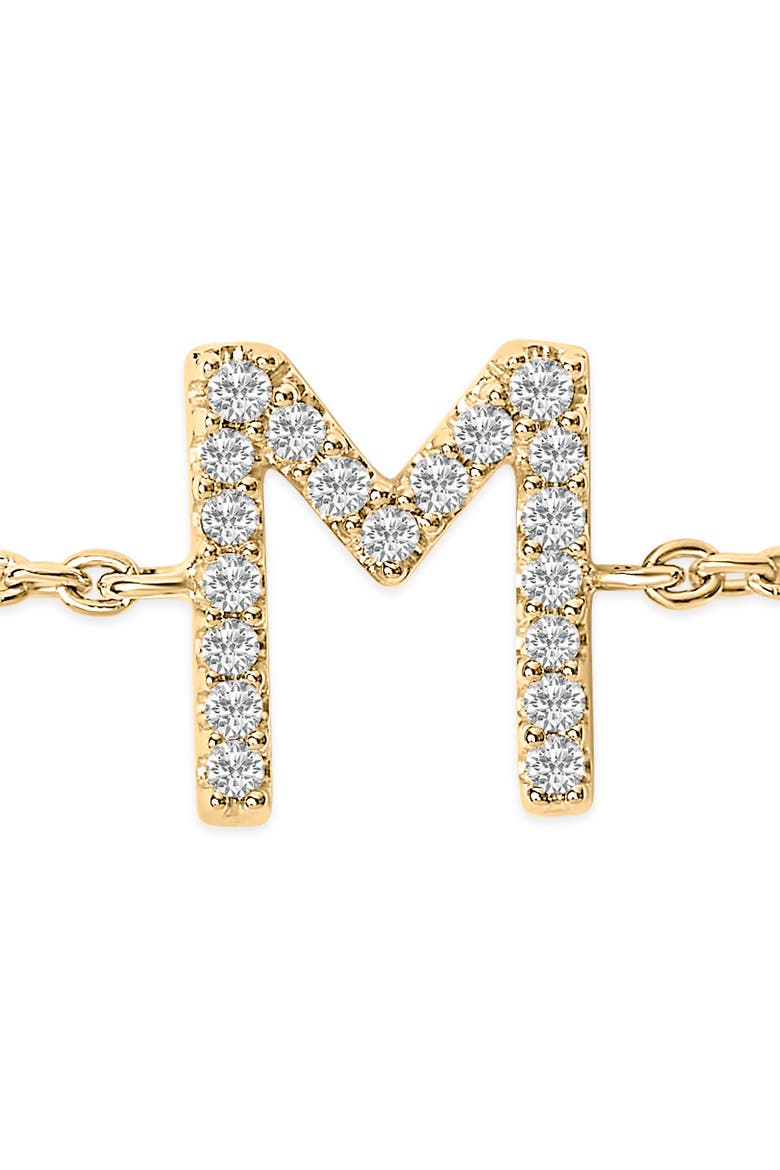 10K Gold Diamond Accent "A-Z" Initial Charm and Link Bracelet, Alternate, color, Yellow | M