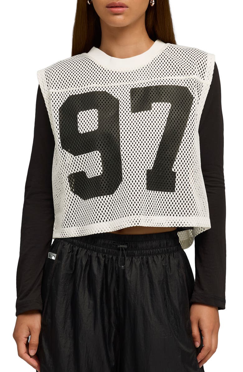 PUMA x Rosé Sleeveless Mesh Crop Jersey, Main, color, Warm White