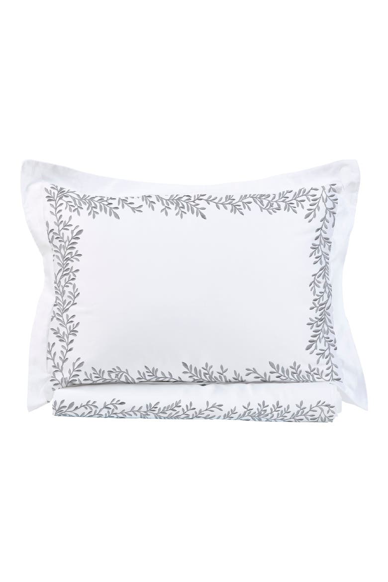Floral Embroidered 600 Thread Count 100% Cotton Duvet Cover Set, Alternate, color, GREY