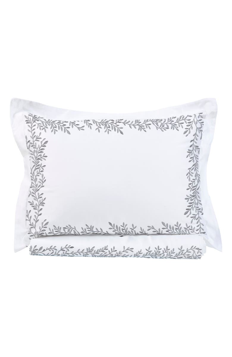 MELANGE HOME Floral Embroidered 600 Thread Count 100% Cotton Duvet Cover Set, Alternate, color, Grey