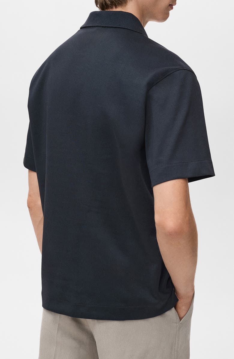 MANGO Relaxed Fit Cotton Blend Polo, Alternate, color, Navy