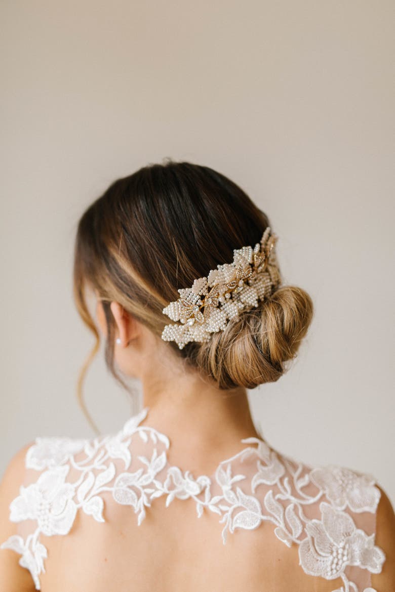 Daphne Bridal Comb, Alternate, color, Gold