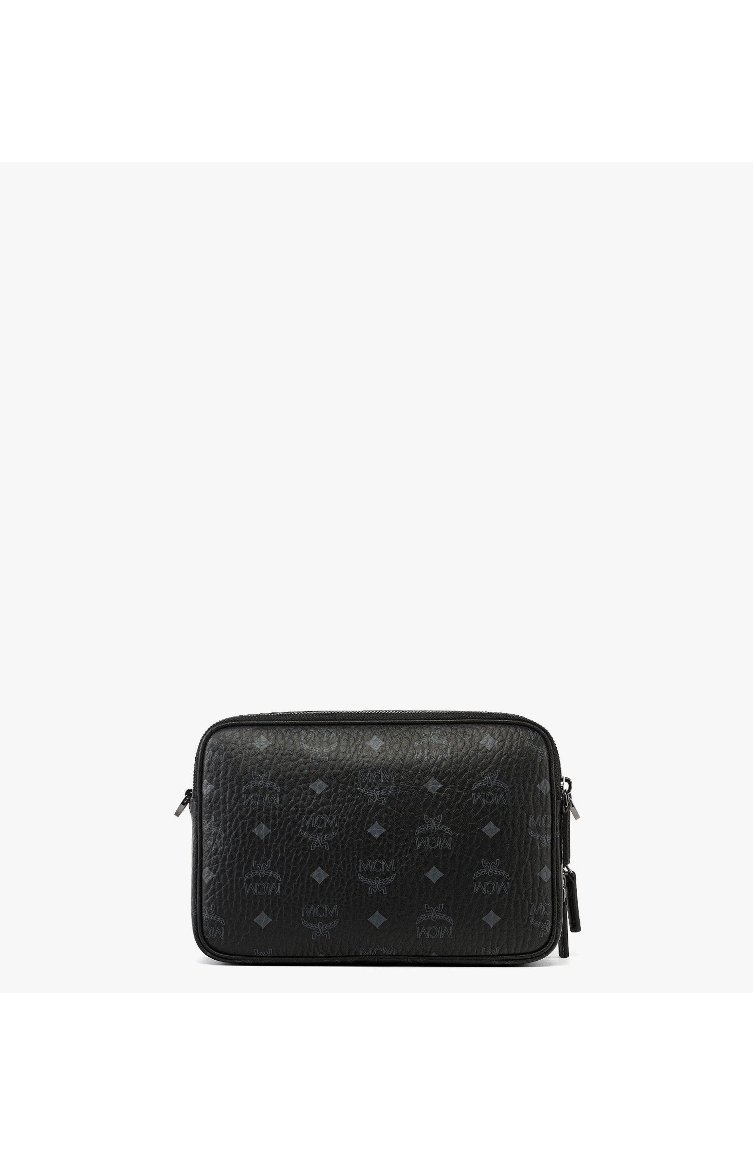 MCM Diamond Camera Bag in Visetos, Alternate, color, Black