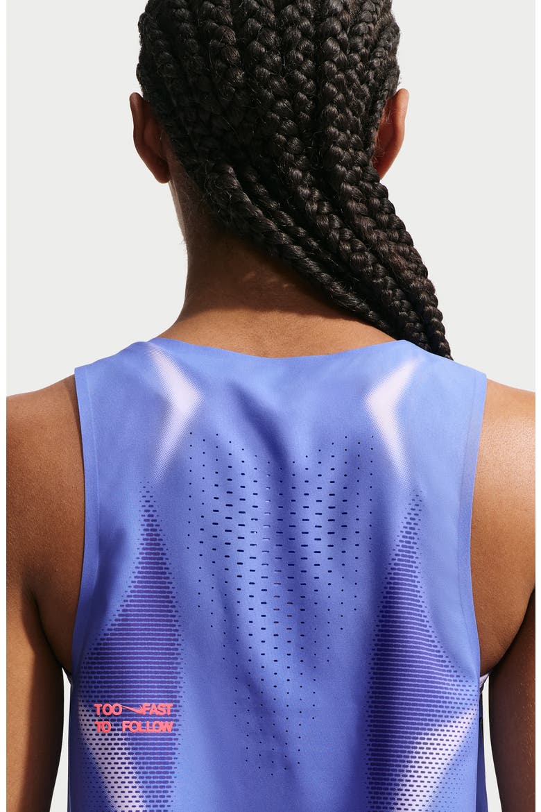 <p>AeroSwift Dri-FIT ADV Crop Running Tank</p>, Alternate, color, SAPPHIRE/ HOT LAVA/ HOT LAVA
