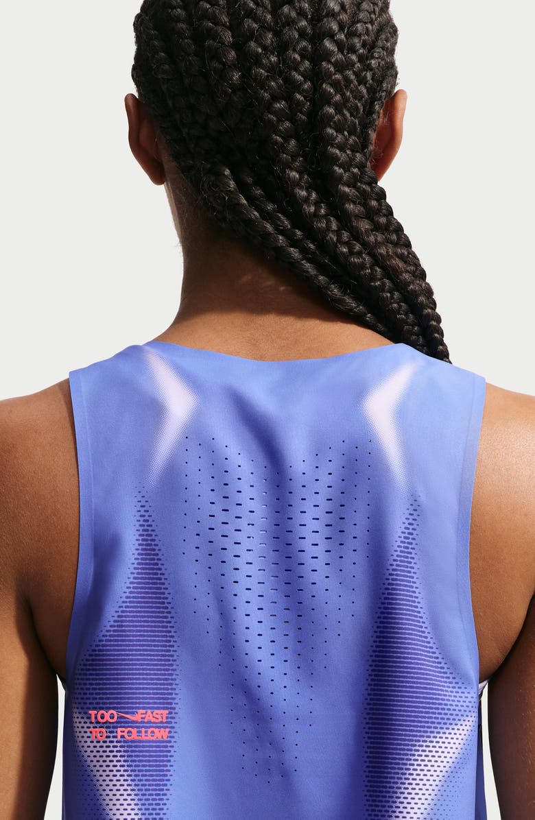 Nike <p>AeroSwift Dri-FIT ADV Crop Running Tank</p>, Alternate, color, Sapphire/ Hot Lava/ Hot Lava