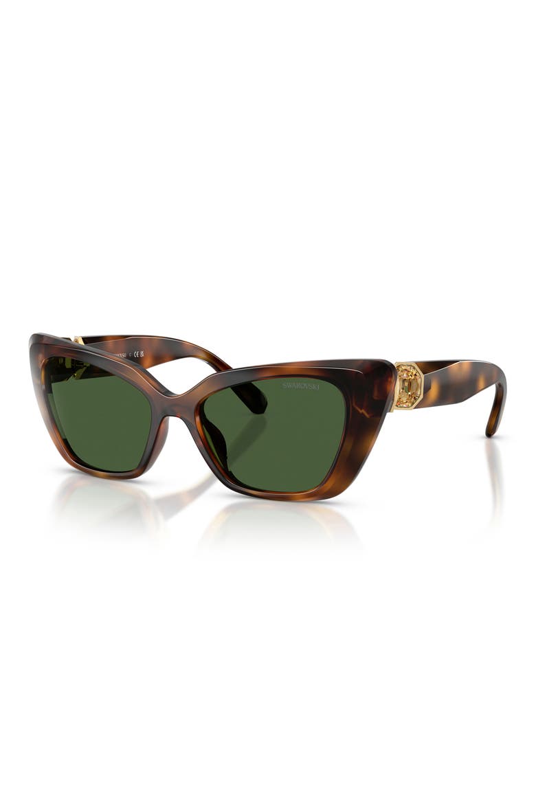 54mm Cat Eye Sunglasses, Alternate, color, HAVANA / DARK GREEN