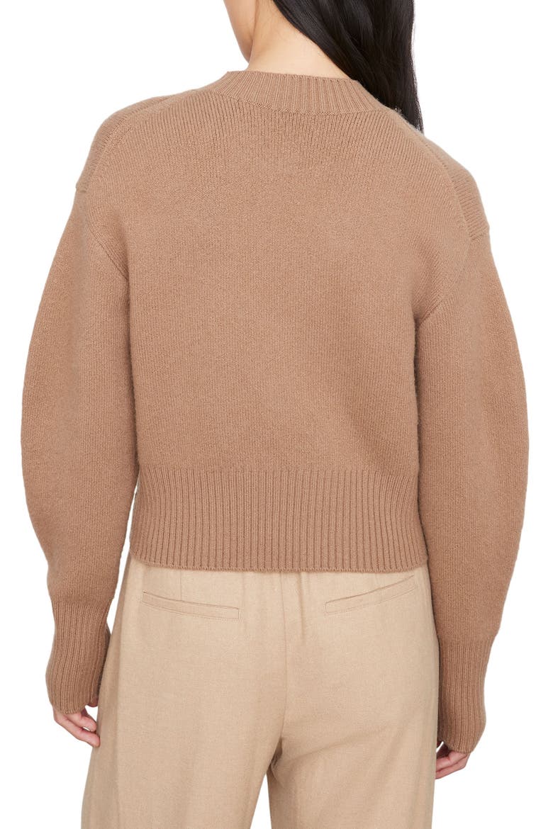 Crewneck Puff Sleeve Sweater, Alternate, color, OAK BUFF