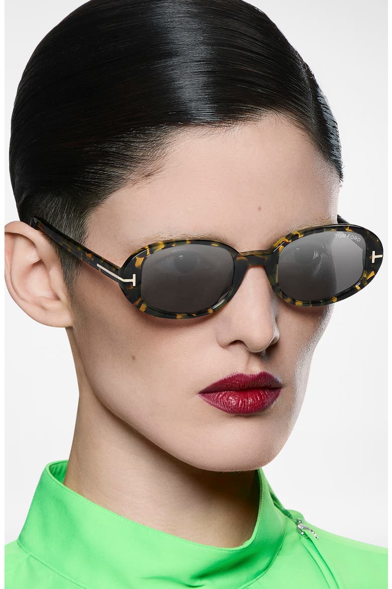 49mm Small Iggy Oval Sunglasses, Alternate, color, TORTOISE SHELL HAVANA / MIRROR