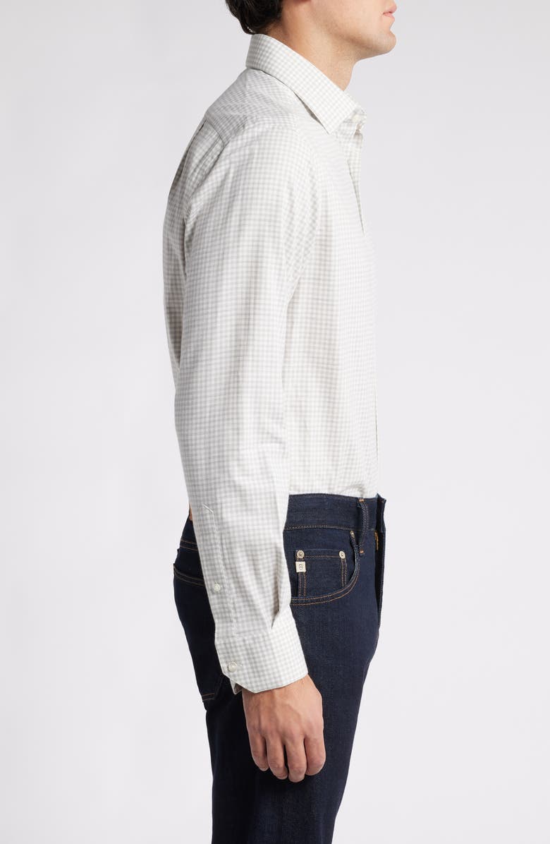 Scott Barber Gingham Stretch Cotton & Cashmere Button-Up Shirt, Alternate, color, 