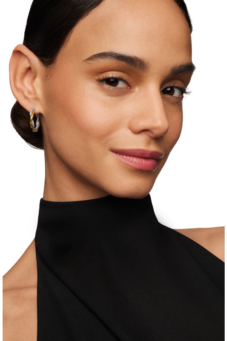 Petite Infinity Hoop Earrings in Sterling Silver with 14K Yellow Gold, Alternate, color, STERLING SILVER WITH 14K GOLD