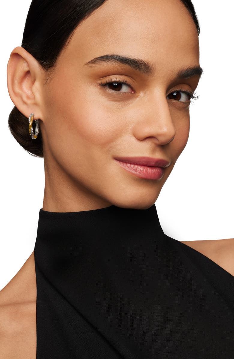 David Yurman Petite Infinity Hoop Earrings in Sterling Silver with 14K Yellow Gold, Alternate, color, Sterling Silver With 14K Gold