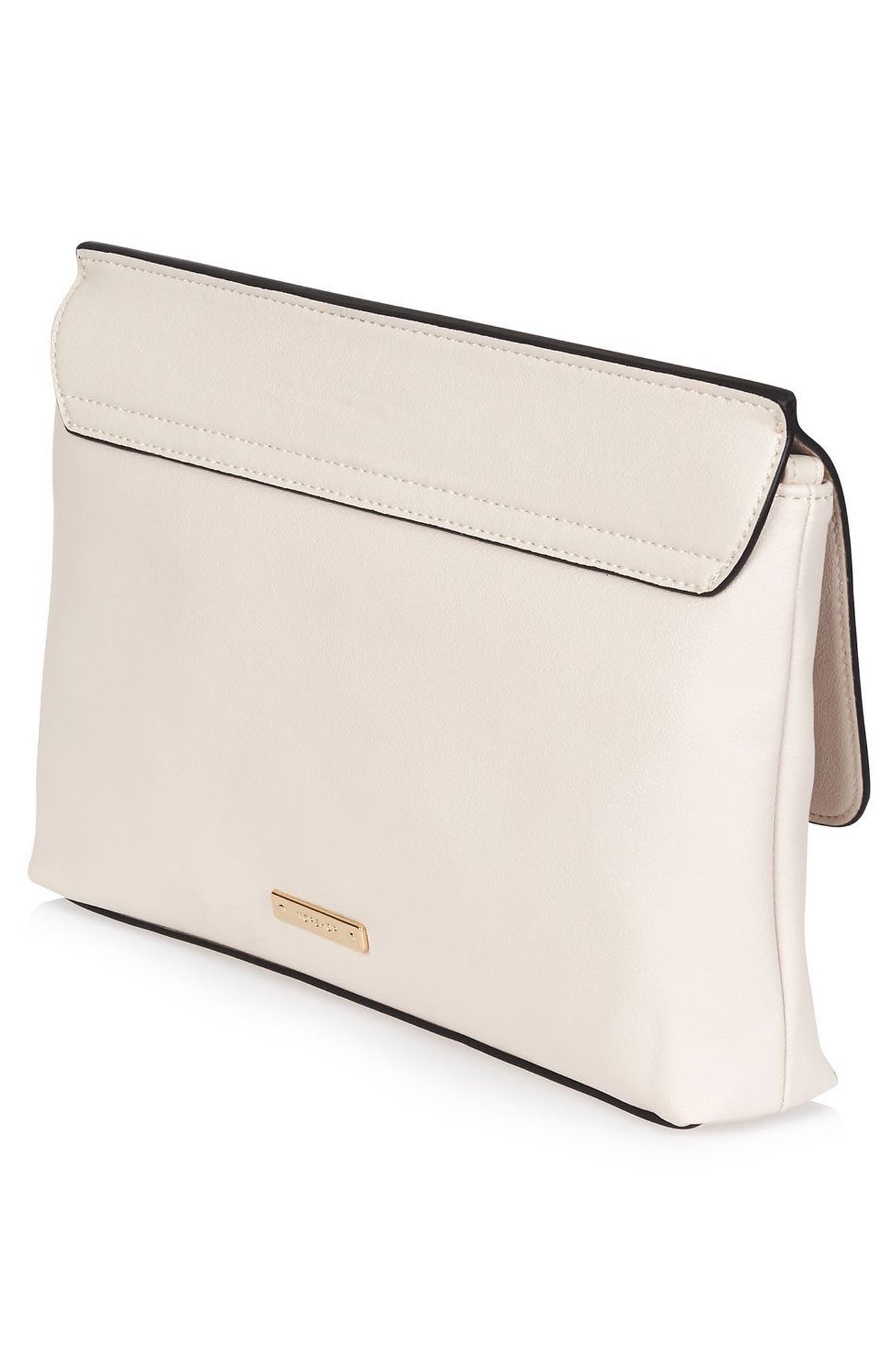 Topshop Floral Embroidered Faux Leather Clutch, Alternate, color, 