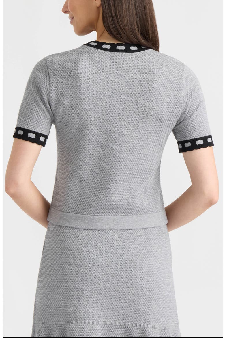 Contrast Trim Short Sleeved Sweater, Alternate, color, LIGHT GREY MIX