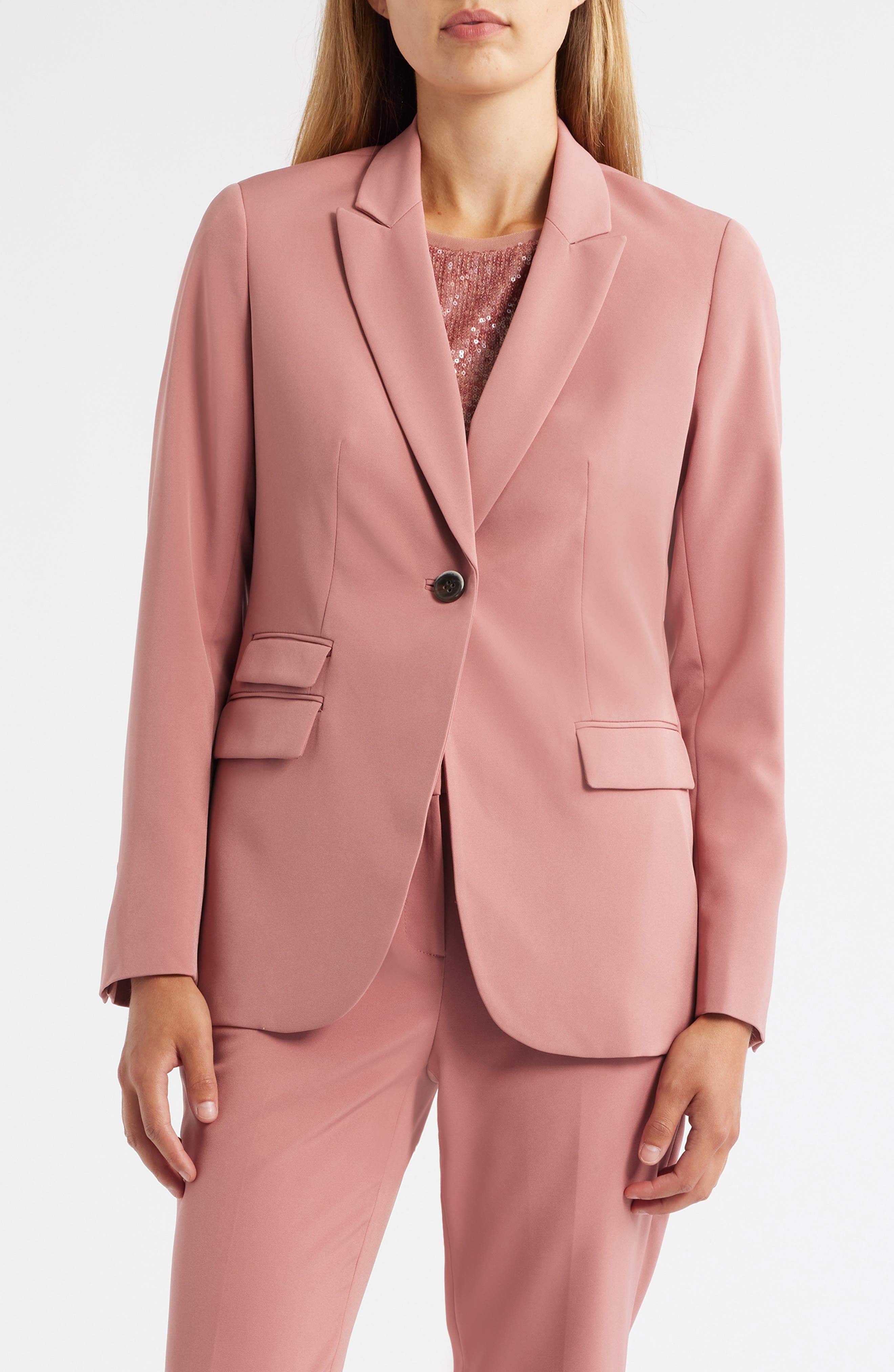 Stacked Pocket One-Button Blazer