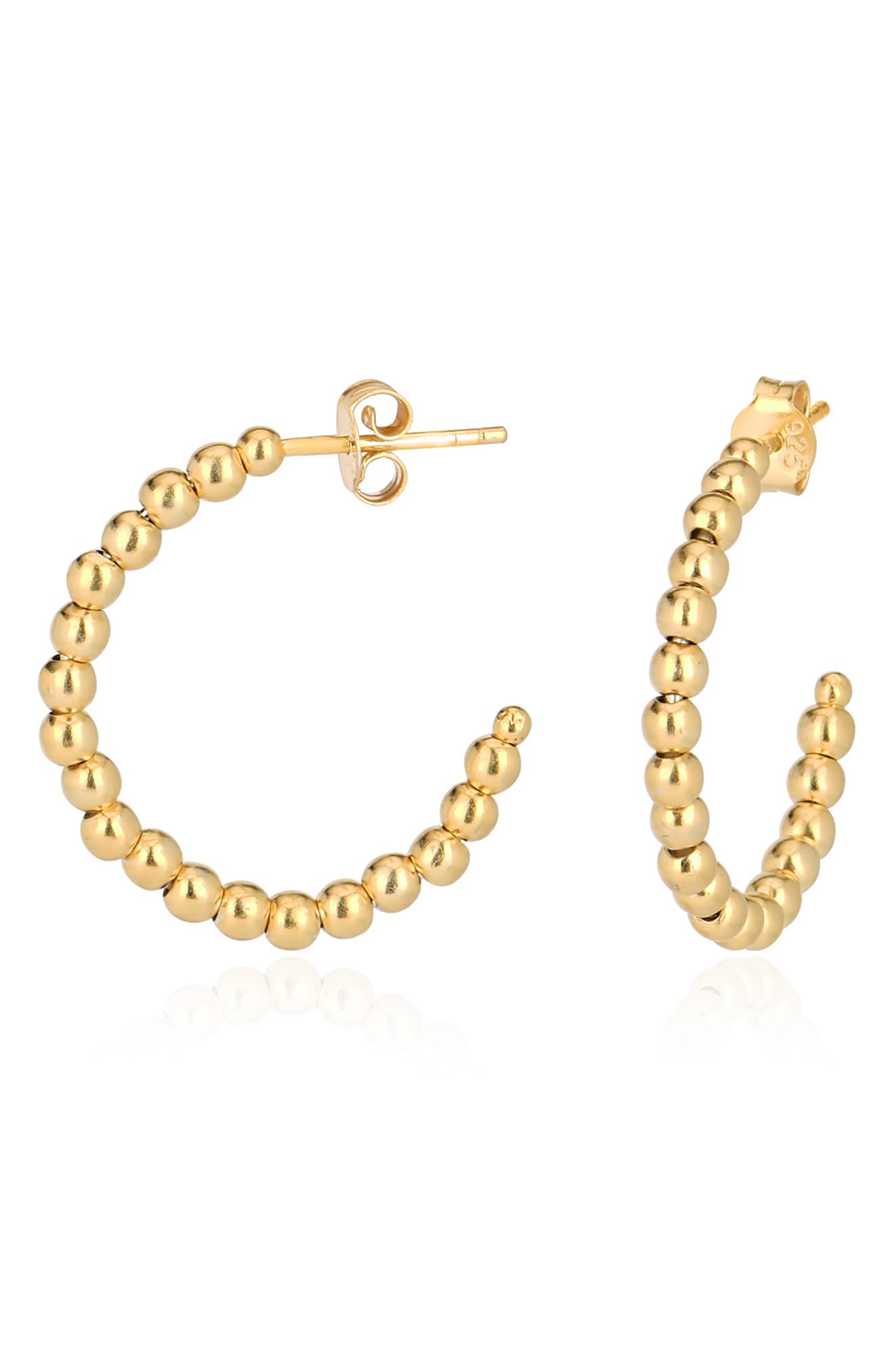 GABI RIELLE 14K Gold Dipped Sterling Silver Gold Caviar 19mm Hoop Earrings