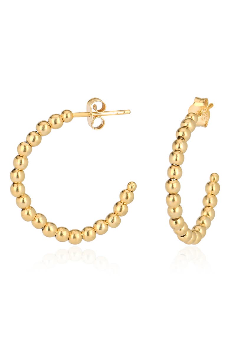 GABI RIELLE 14K Gold Dipped Sterling Silver Gold Caviar 19mm Hoop Earrings, Main, color, Gold