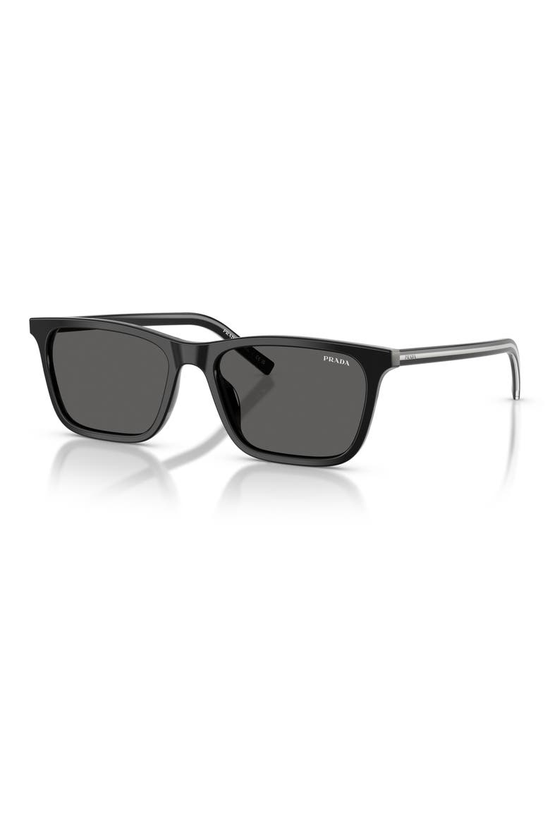 PR D19SF 56mm Rectangle Sunglasses, Alternate, color, BLACK / DARK GREY