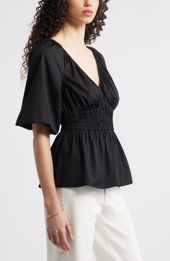 Puff Sleeve Cotton Poplin Shirt