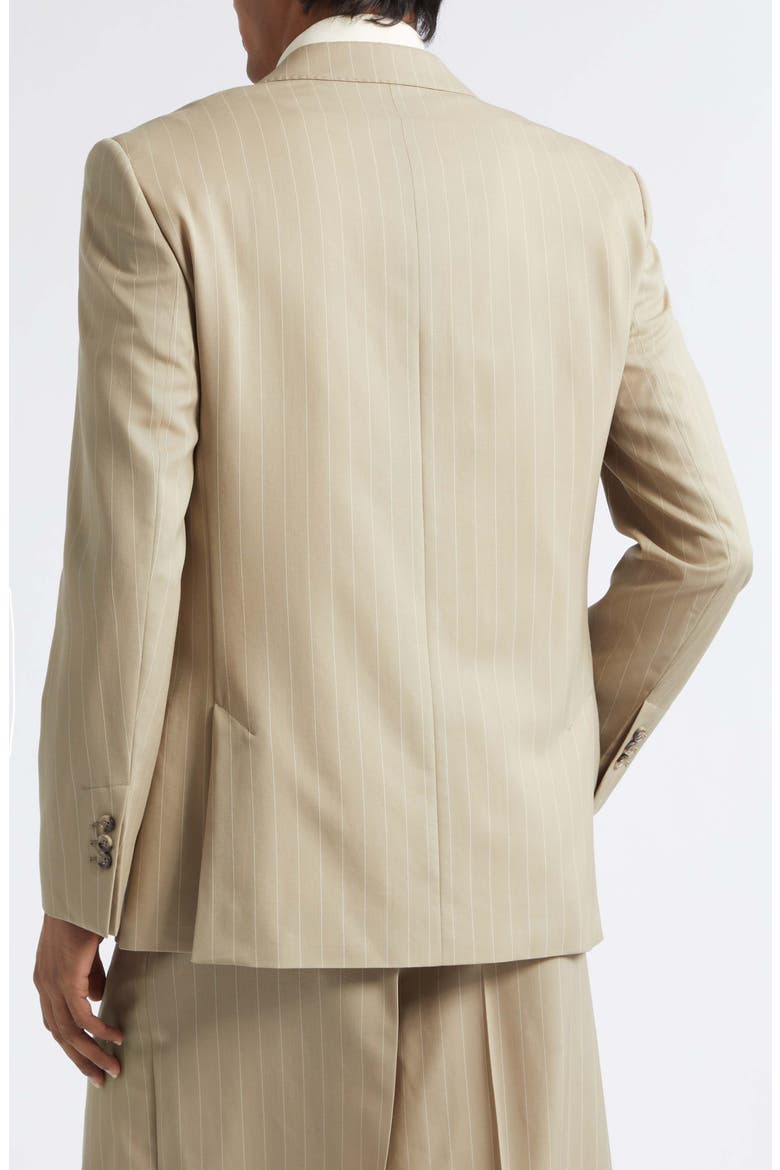 Straight Fit Pinstripe Virgin Wool Gabardine Blazer, Alternate, color, BEIGE TAUPE/ BLANC CREME