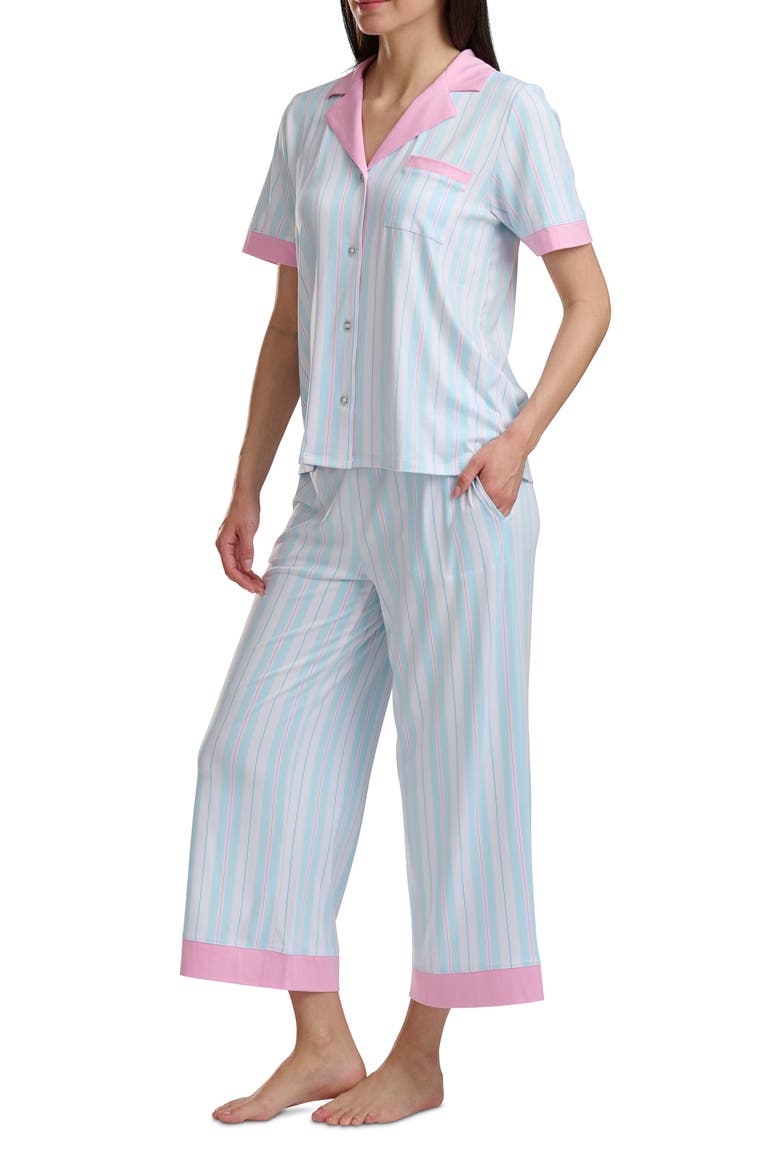 Jersey Pajamas, Alternate, color, AQUA MULTI STRIPE