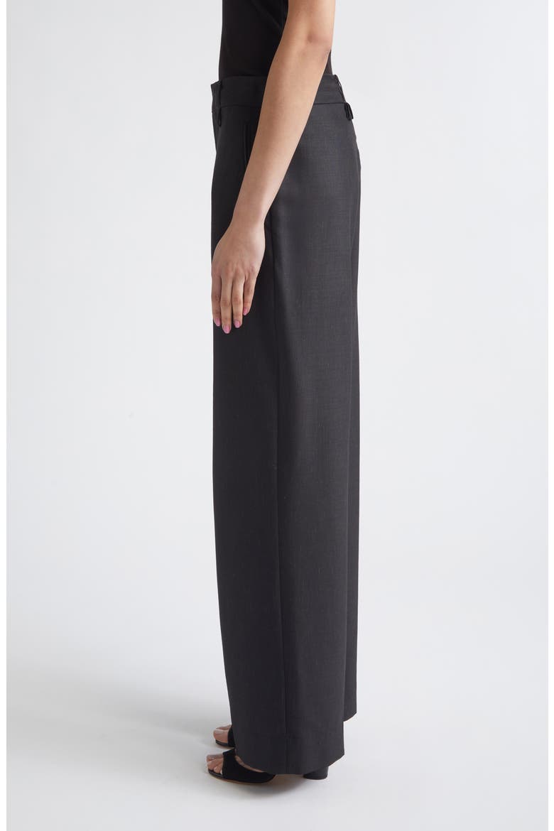 Curved Leg Virgin Wool Blend Suiting Pants, Alternate, color, BLACK
