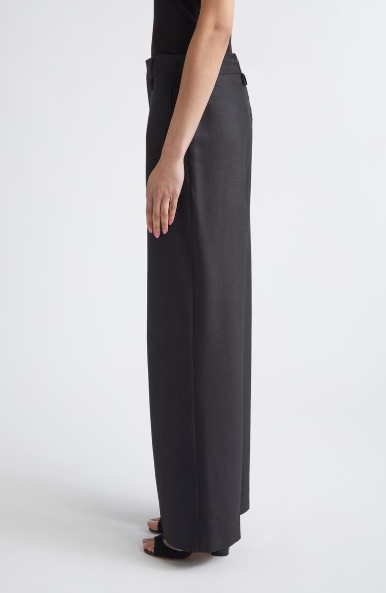 Victoria Beckham Curved Leg Virgin Wool Blend Suiting Pants, Alternate, color, Black