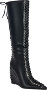 AZALEA WANG Thaumus Pointed Toe Knee High Wedge Boot