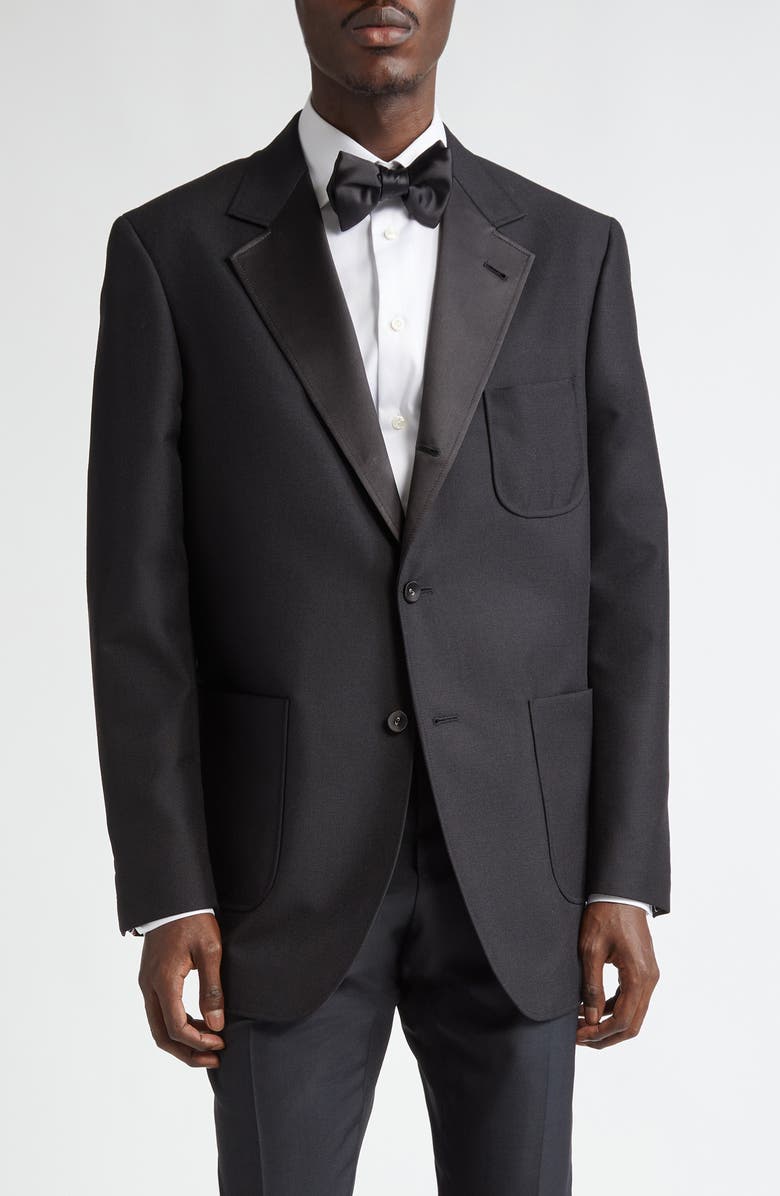 Thom Browne Unstructured Wool & Mohair Tuxedo Jacket, Main, color, Black