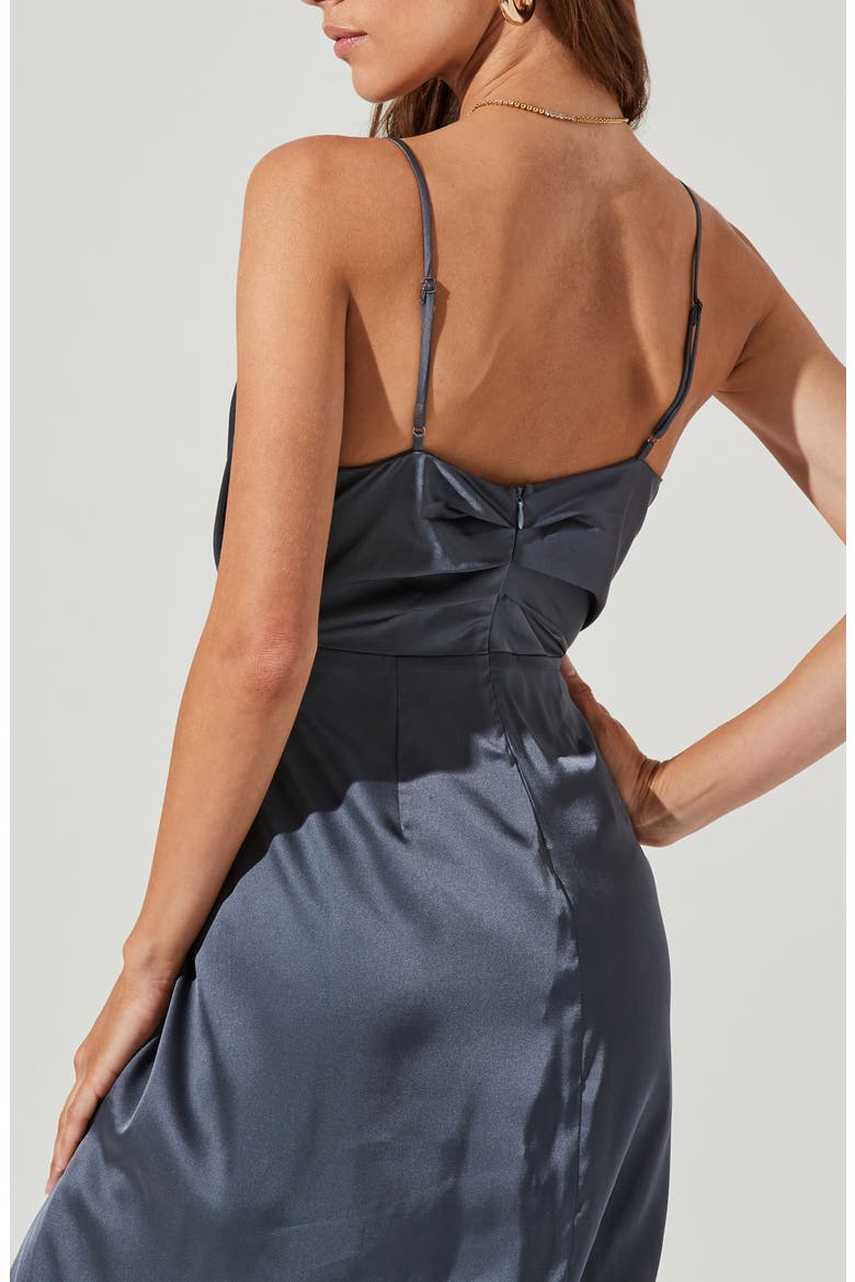 Twist Front Satin Dress, Alternate, color, SLATE BLUE