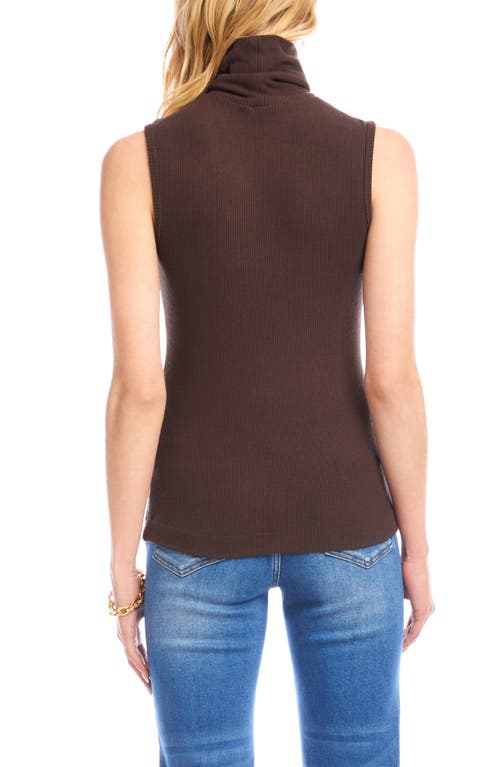 Karen Kane Turtleneck Rib Sleeveless Top In Brown