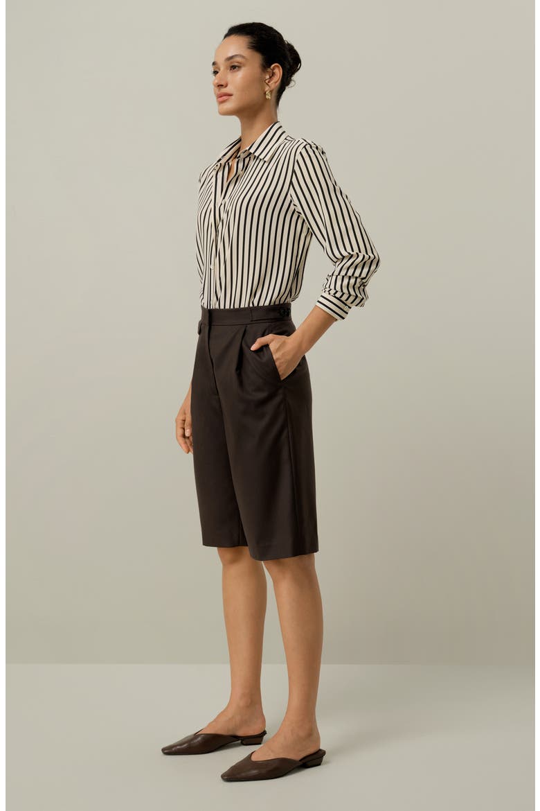 Women's Striped Silk Shirt, Alternate, color, Ink Stripe