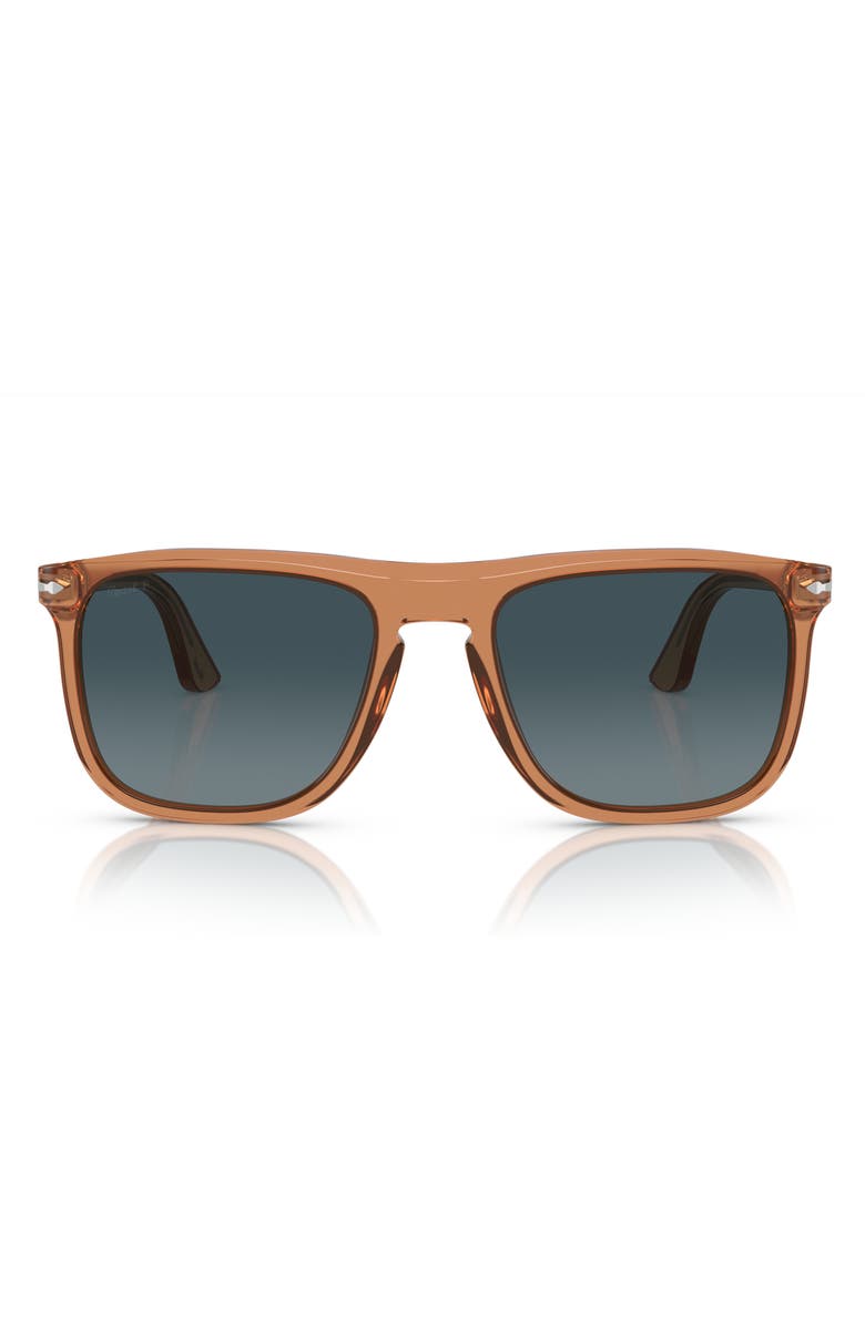 Persol 57mm Polarized Pilot Sunglasses, Alternate, color, Transparent Brown/ Grey